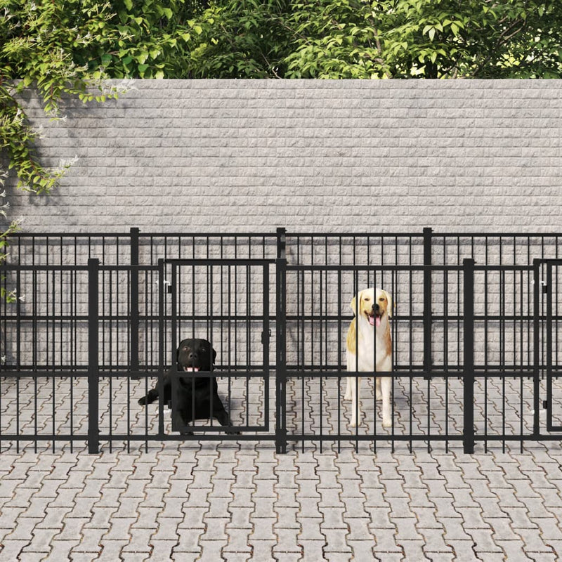 Perrera de perros de Vidaxl para acero fuera de 15.02 m²