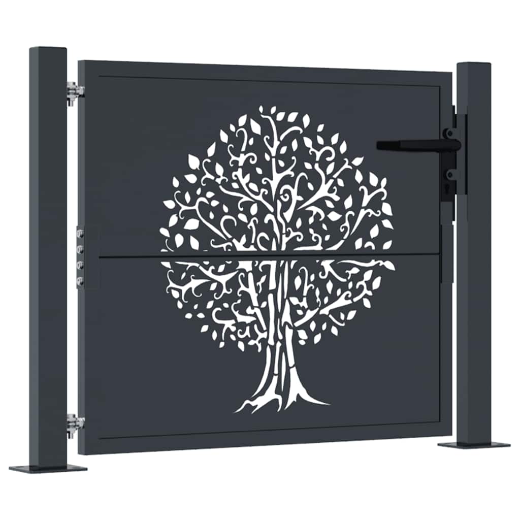Vidaxl poort 100x100 cm met boomontwerp staal antracietkleurig