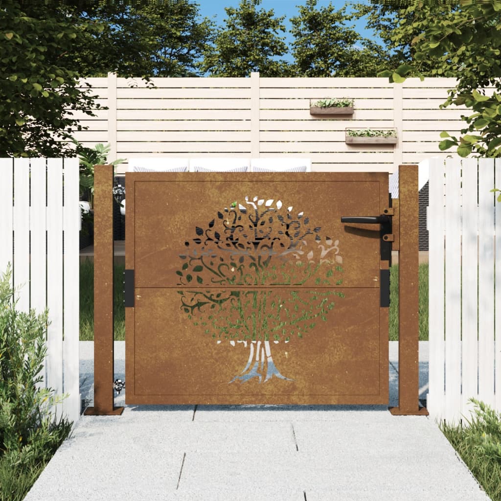 Vidaxl Poort 105x105 cm Diseño de árboles Cortenstaal