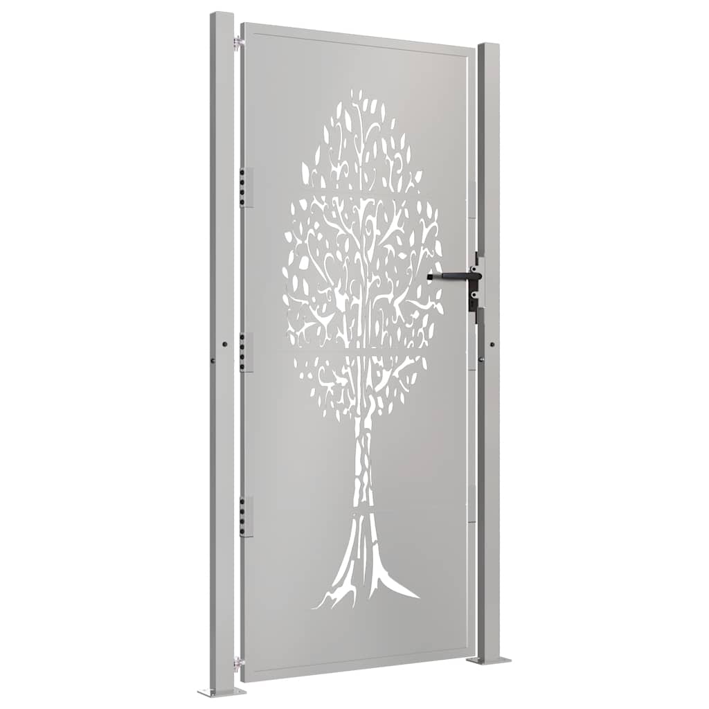 Vidaxl poort 100x175 cm boomontwerp cortenstaal