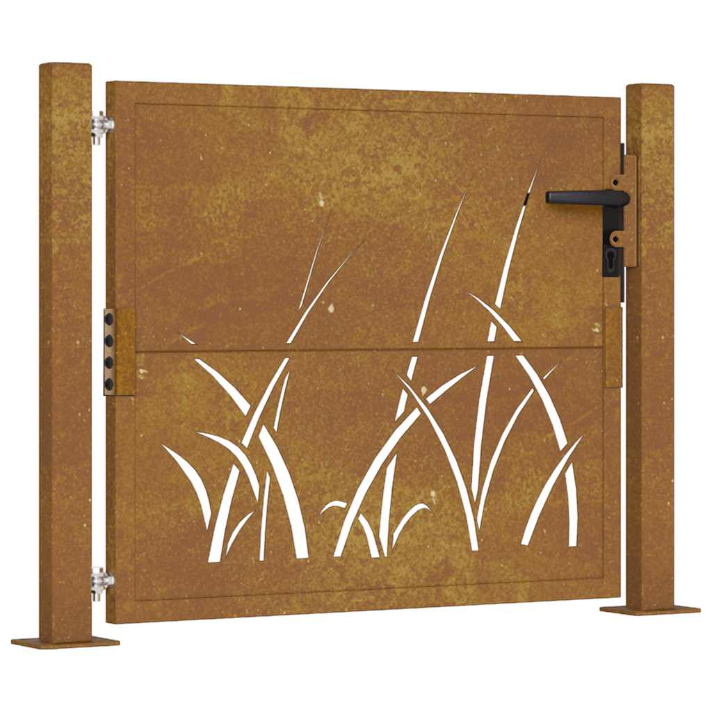 Diseño de hierba de Vidaxl Poort 105x80 cm Cortenstaal