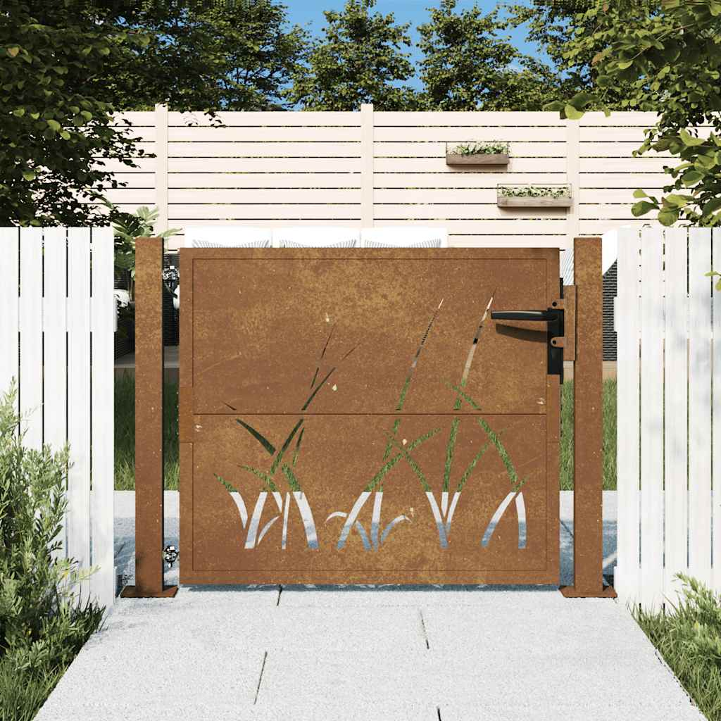 Vidaxl poort grasontwerp 100x75 cm cortenstaal