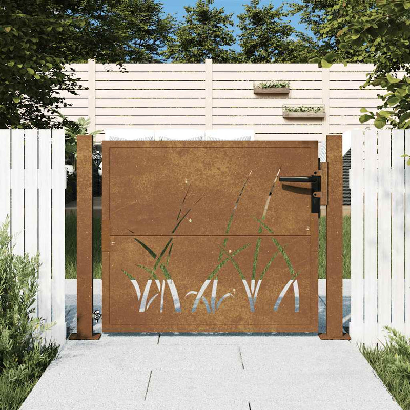 Diseño de hierba de Vidaxl Poort 105x80 cm Cortenstaal