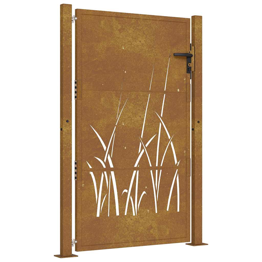 Vidaxl poort grasontwerp 100x125 cm cortenstaal