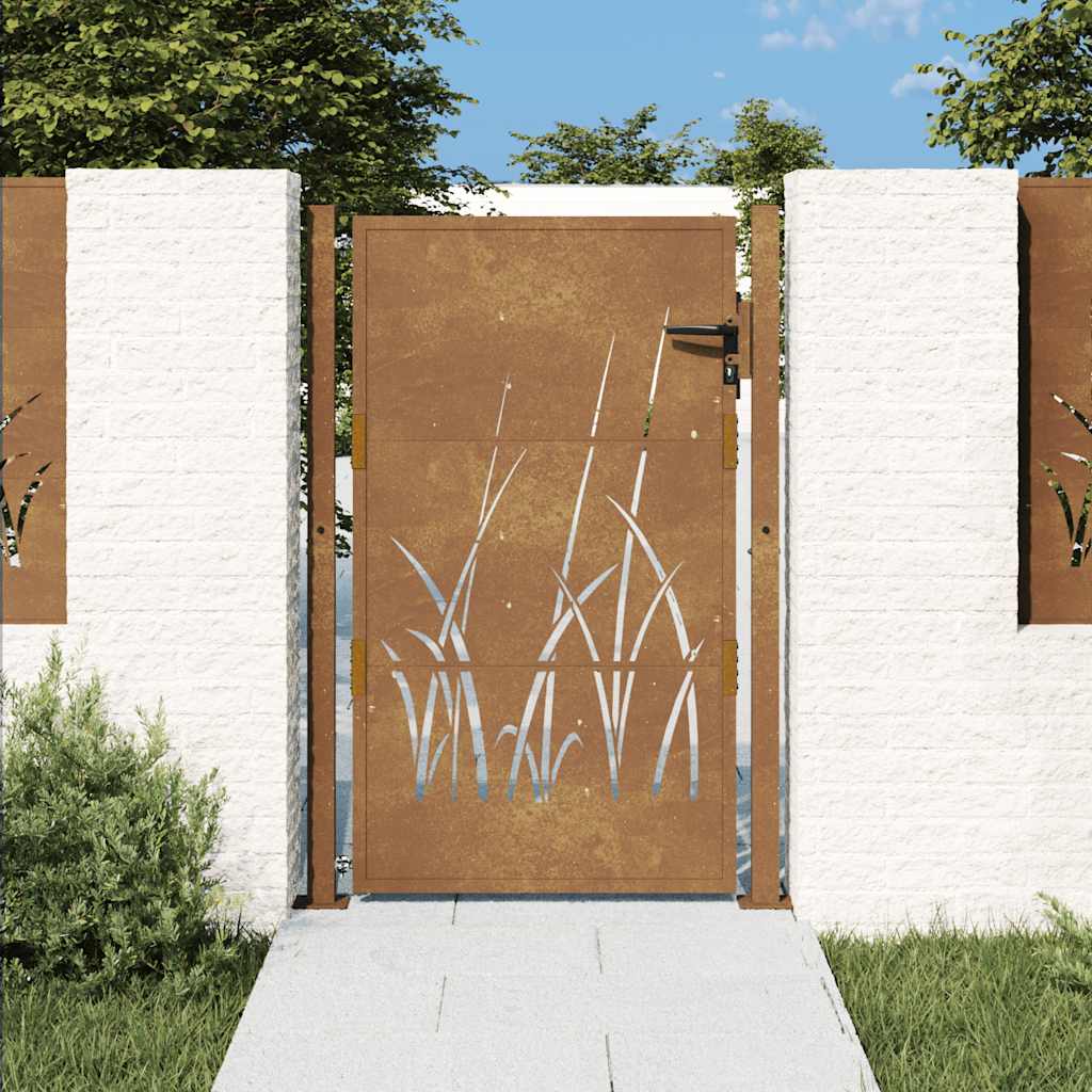 Vidaxl poort grasontwerp 100x125 cm cortenstaal