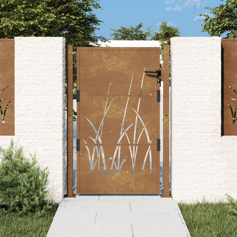 Vidaxl poort grasontwerp 100x150 cm cortenstaal