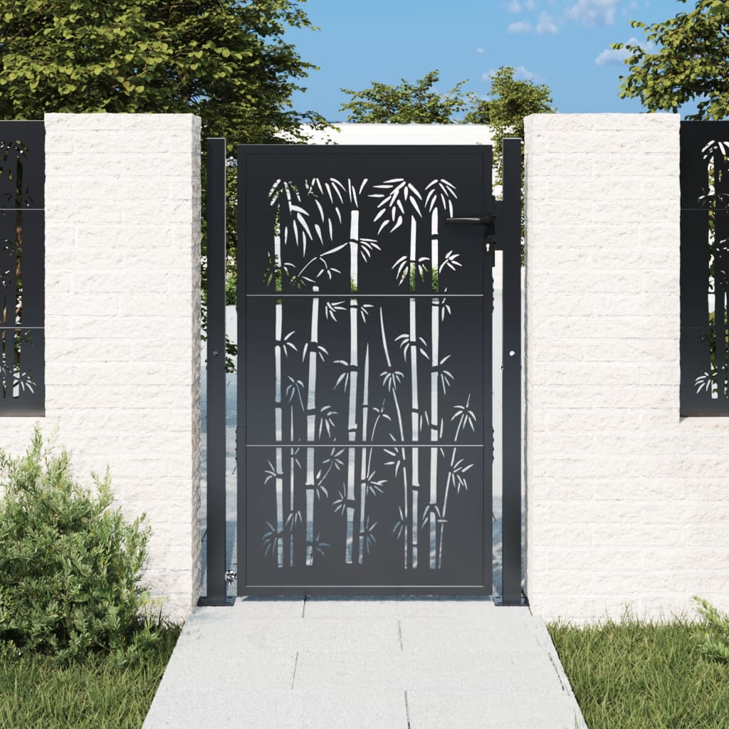 Porta Vidaxl con design di bambù 105x130 cm in acciaio antracite