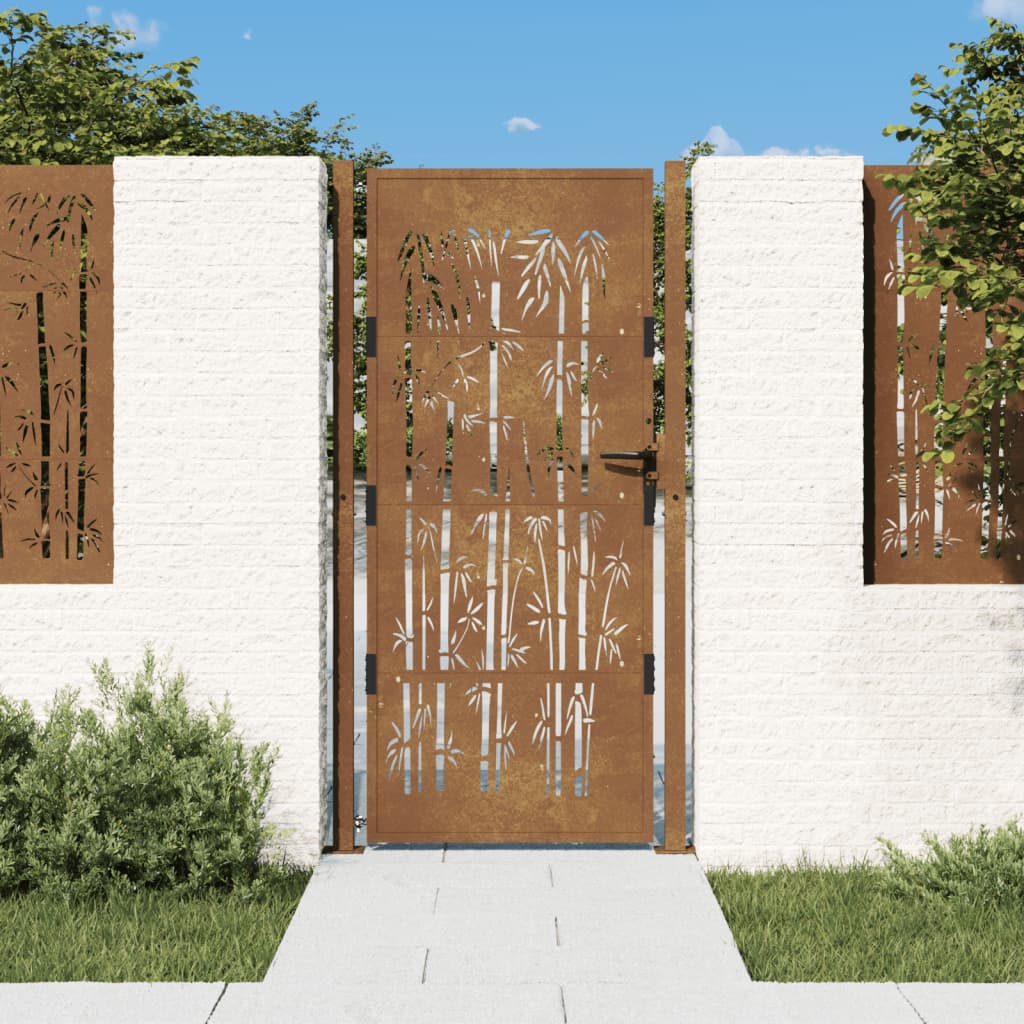 Porta Vidaxl con design di bambù 105x205 cm acciaio Corten