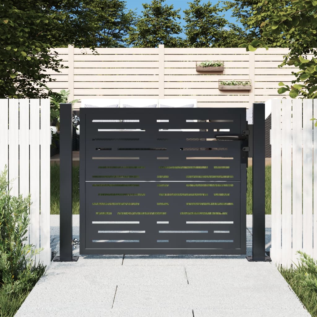 Vidaxl poort 105x80 cm met vierkantontwerp staal antracietkleurig