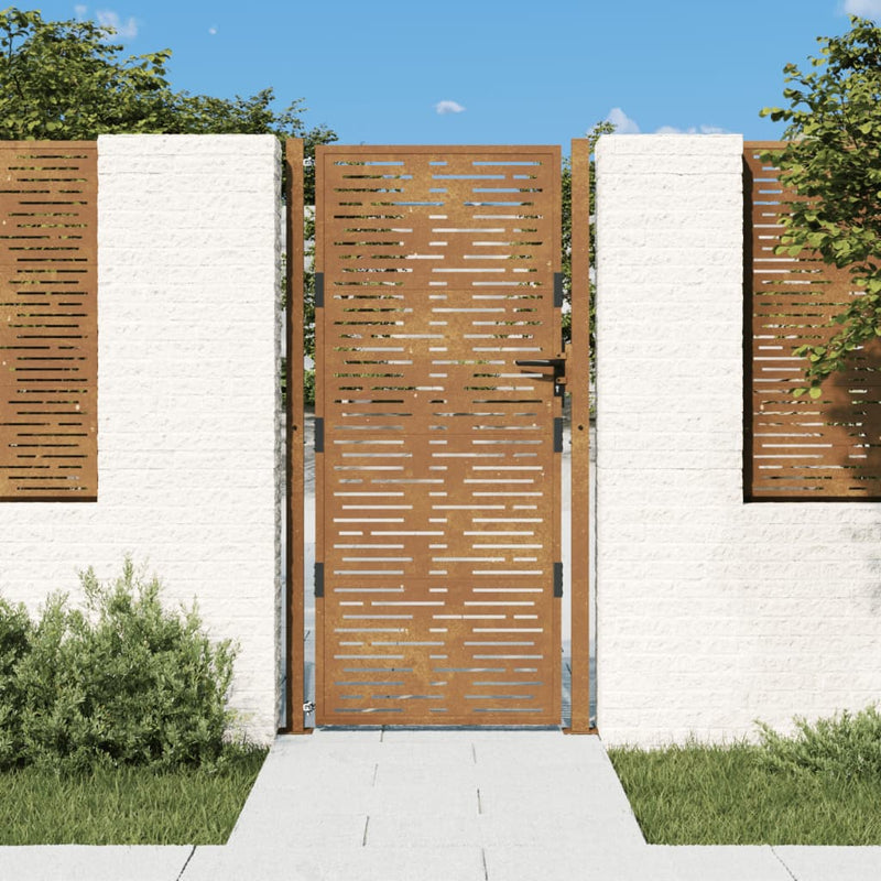 Vidaxl poort 100x200 cm vierkant cortenstaal