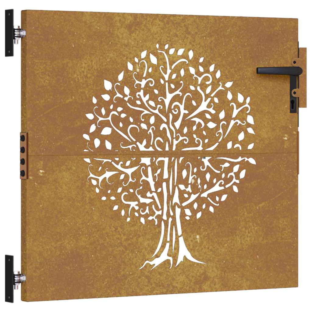 Vidaxl poort 85x75 cm boomontwerp cortenstaal