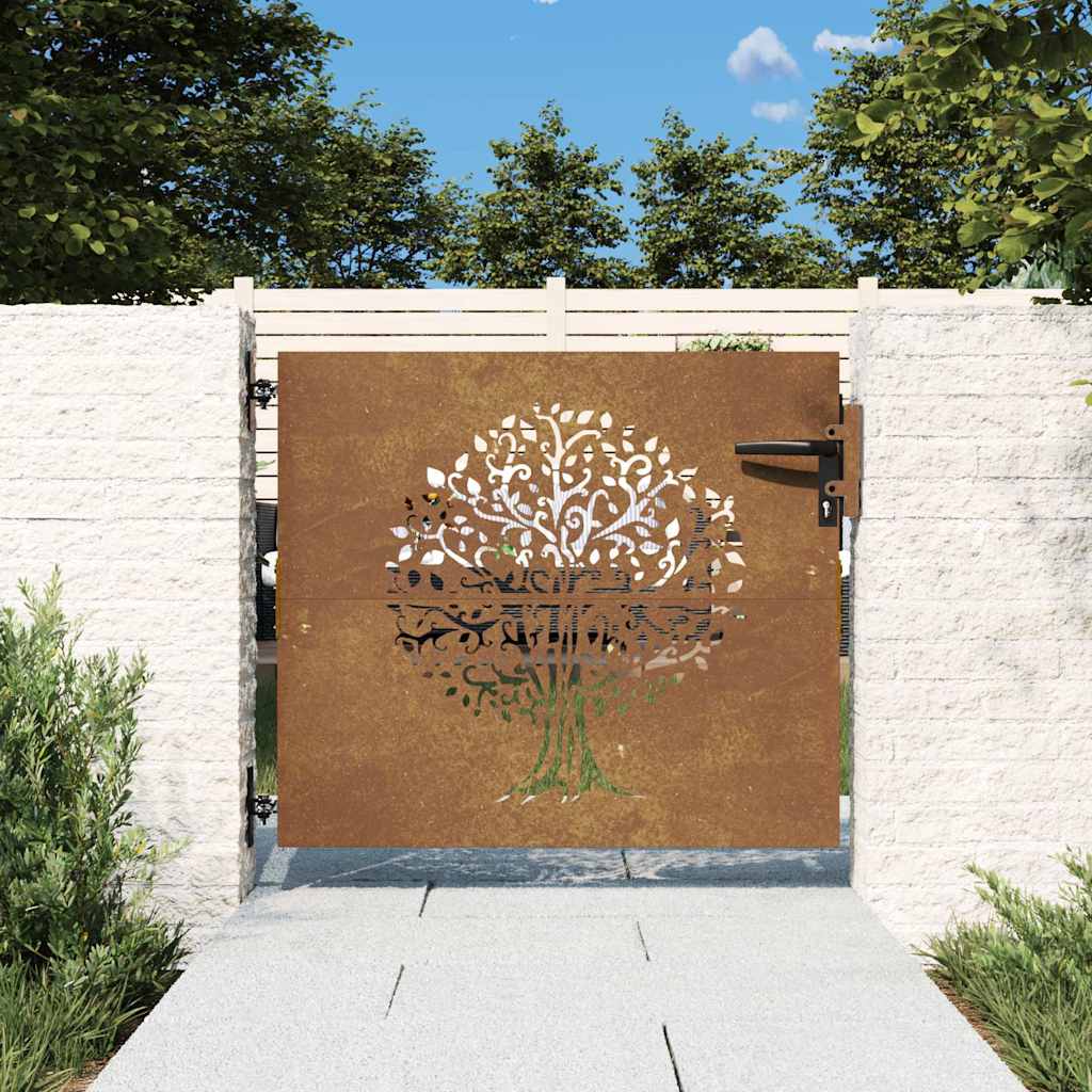 Vidaxl poort 85x75 cm boomontwerp cortenstaal