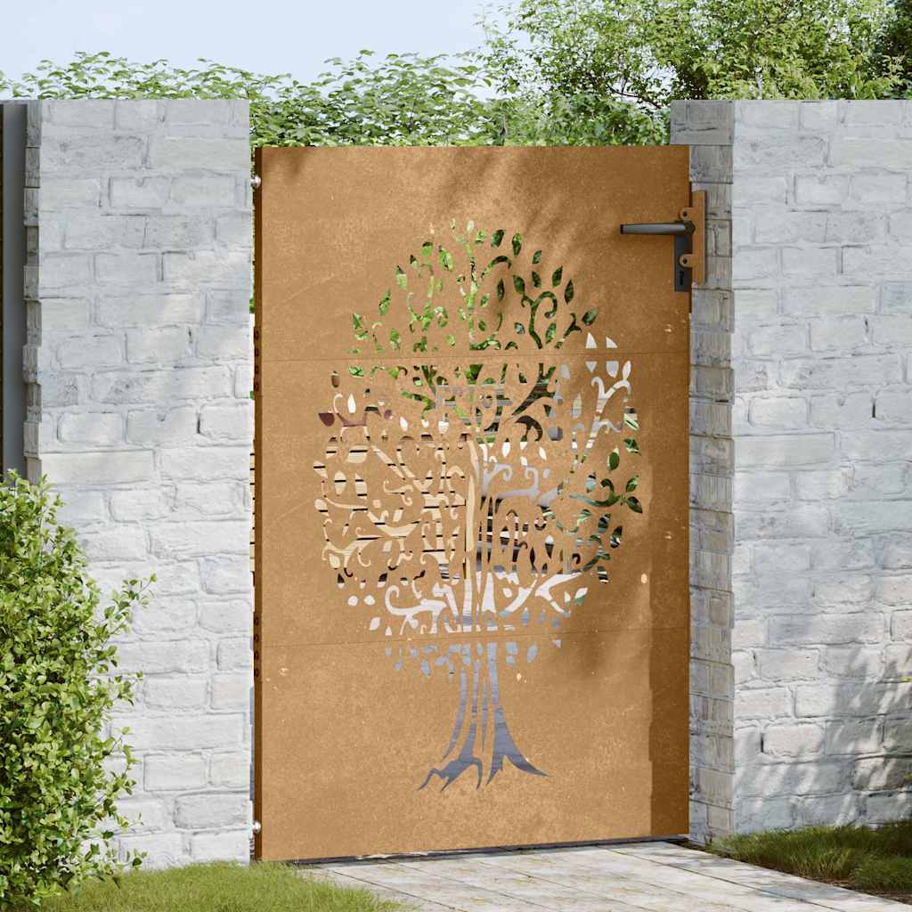 Vidaxl poort 85x125 cm boomontwerp cortenstaal
