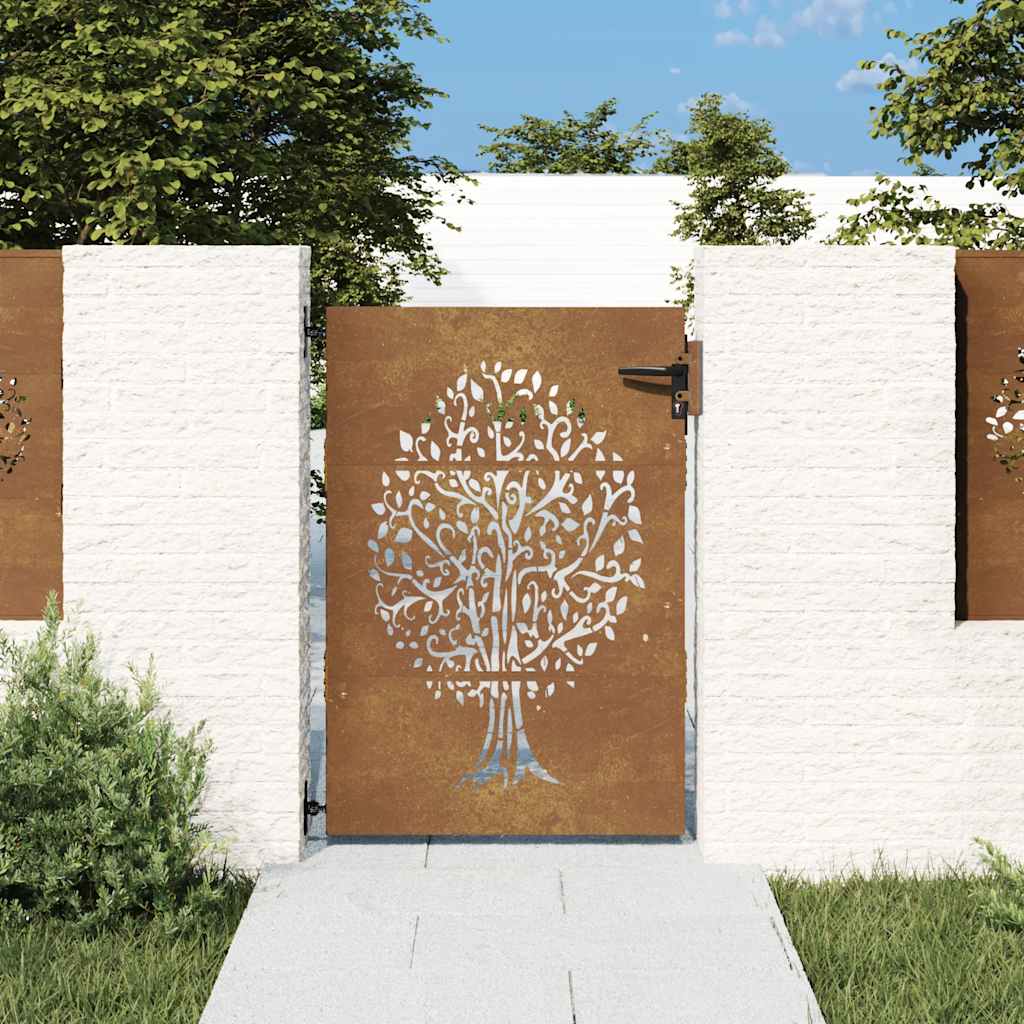Vidaxl poort 85x150 cm boomontwerp cortenstaal