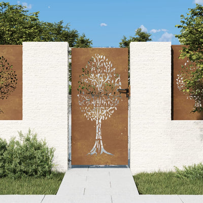 Vidaxl Poort 85x175 cm Design dell'albero Cortenstaal