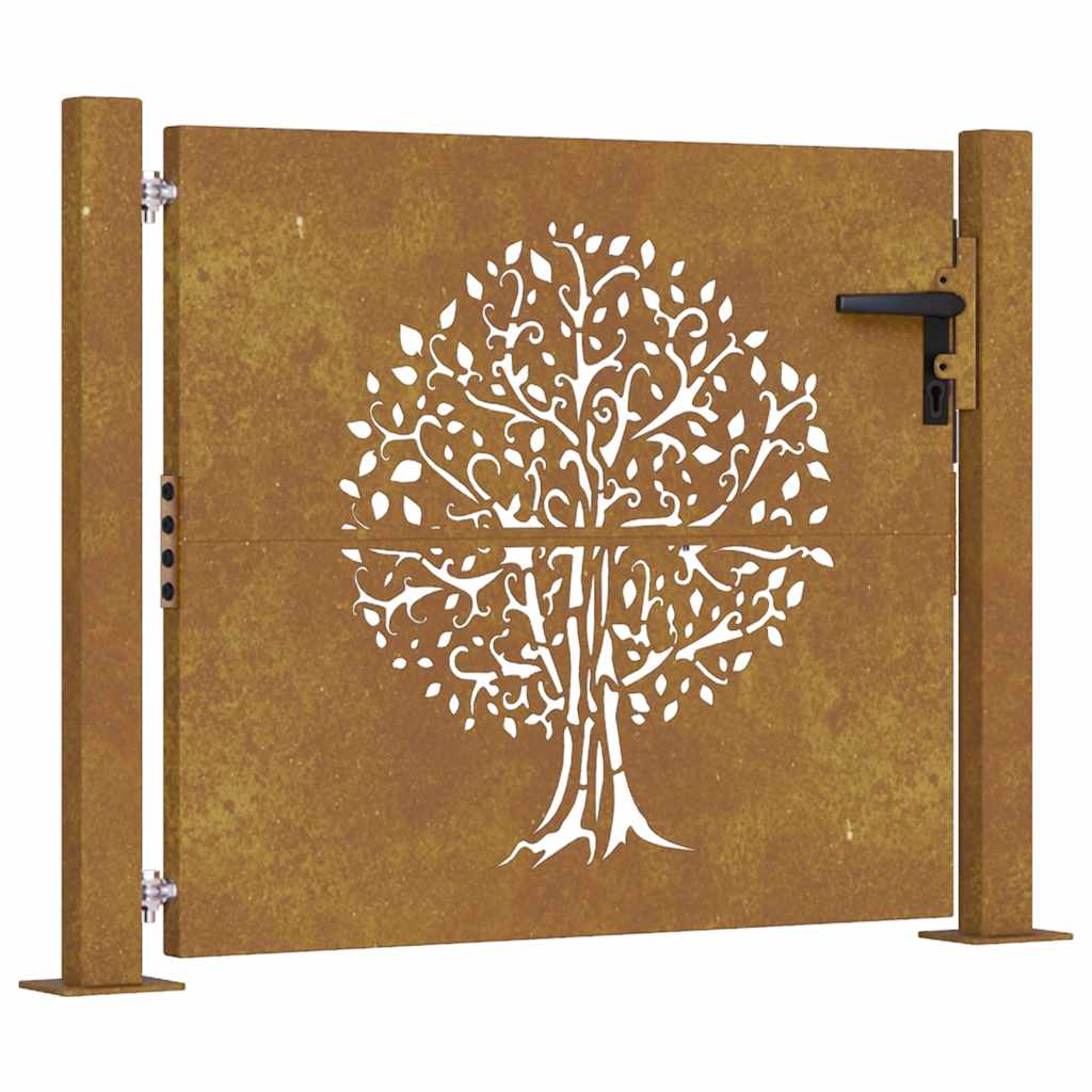 Vidaxl poort 100x75 cm boomontwerp cortenstaal