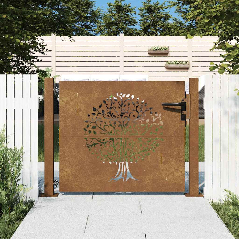 Vidaxl Poort 105x80 cm Diseño de árboles Cortenstaal