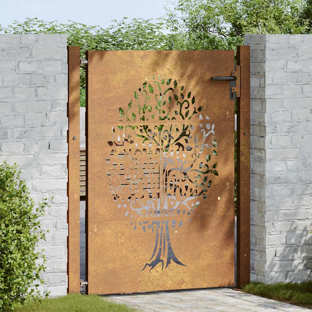 Vidaxl Poort 105x155 CM Diseño de árboles Cortenstaal