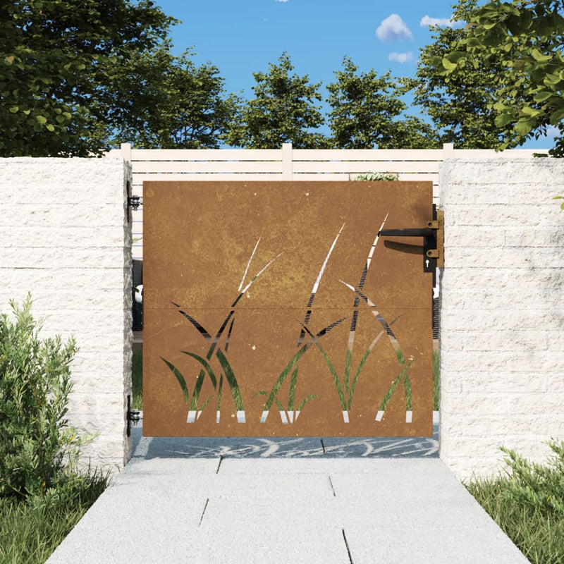 Vidaxl poort 85x75 cm grasontwerp cortenstaal
