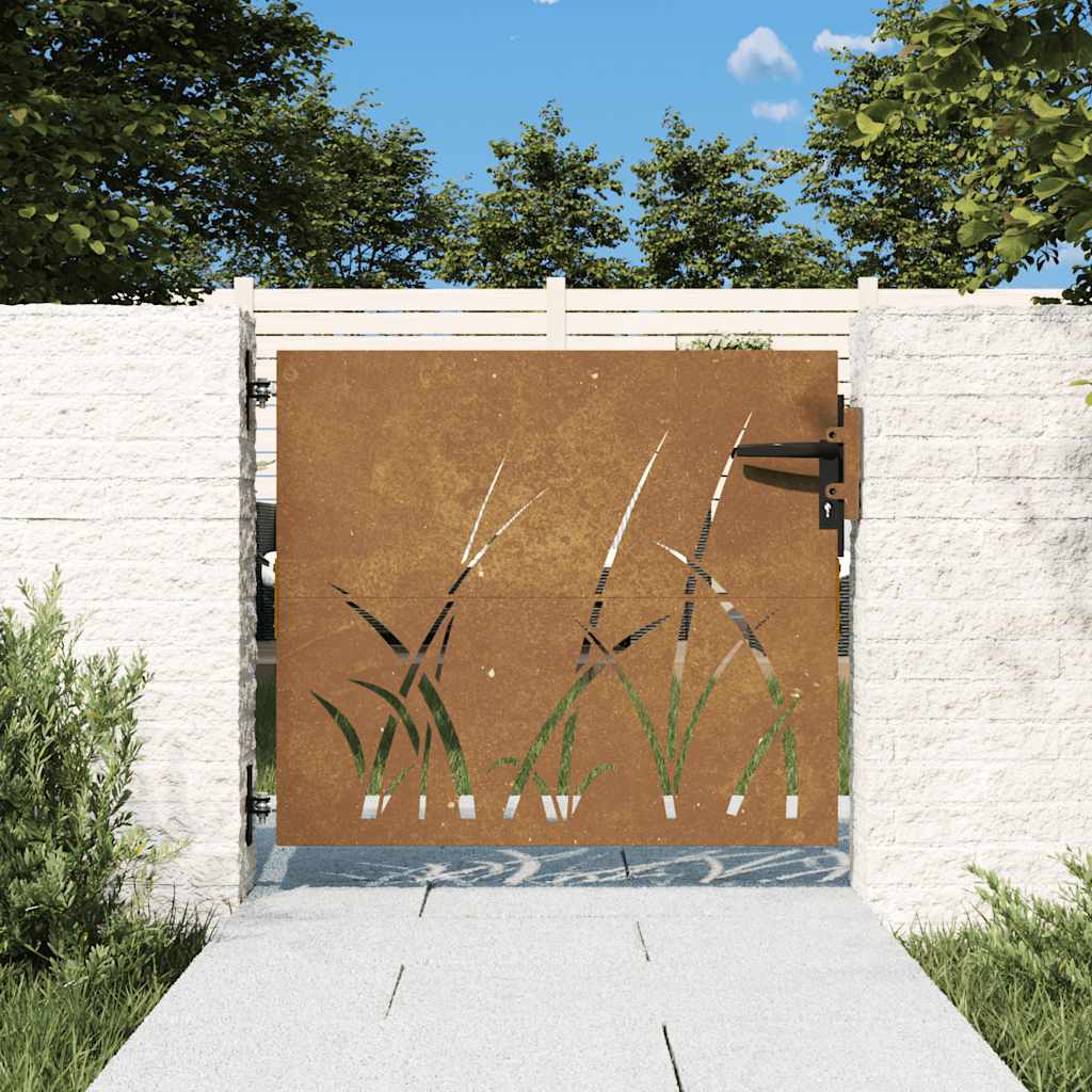 Vidaxl poort 85x75 cm grasontwerp cortenstaal