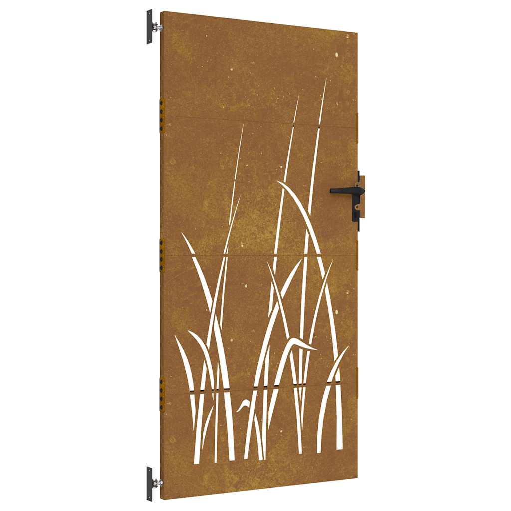 Vidaxl poort 85x200 cm grasontwerp cortenstaal