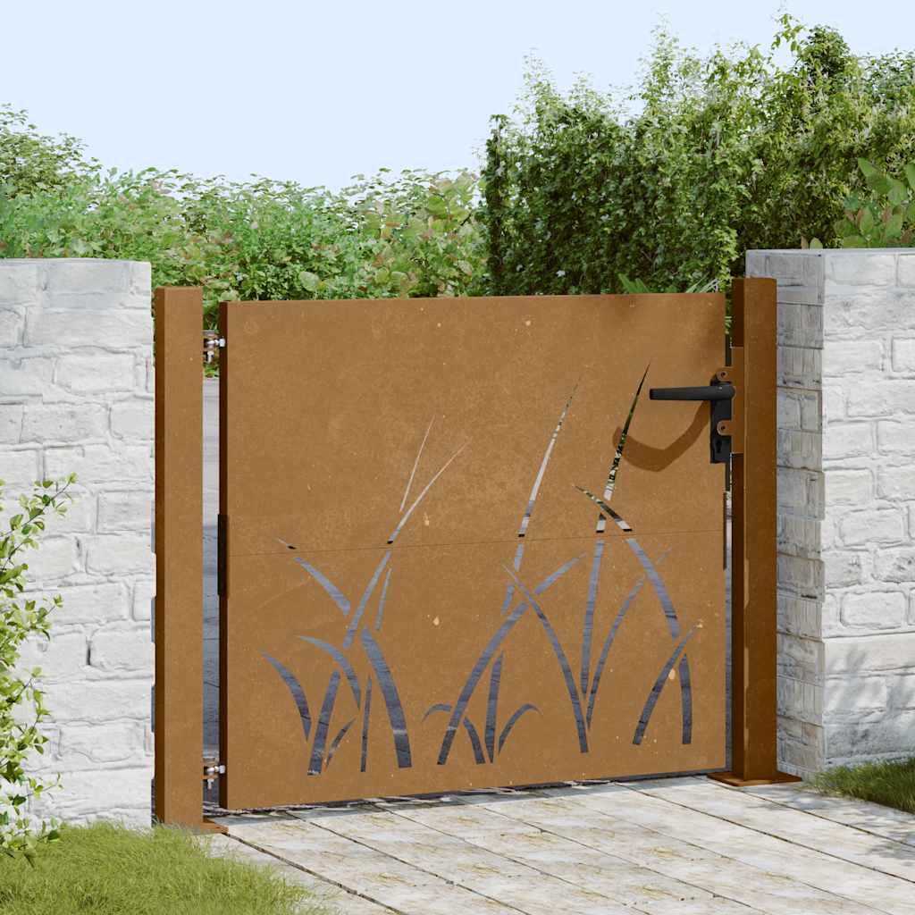 Vidaxl poort 100x100 cm grasontwerp cortenstaal