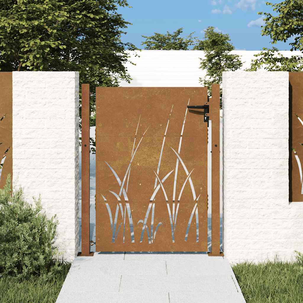 Vidaxl poort 100x150 cm grasontwerp cortenstaal