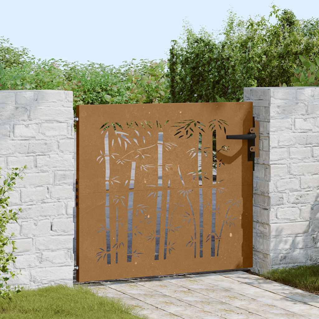 Vidaxl Poort 85x100 cm Design de bambú Cortenstaal