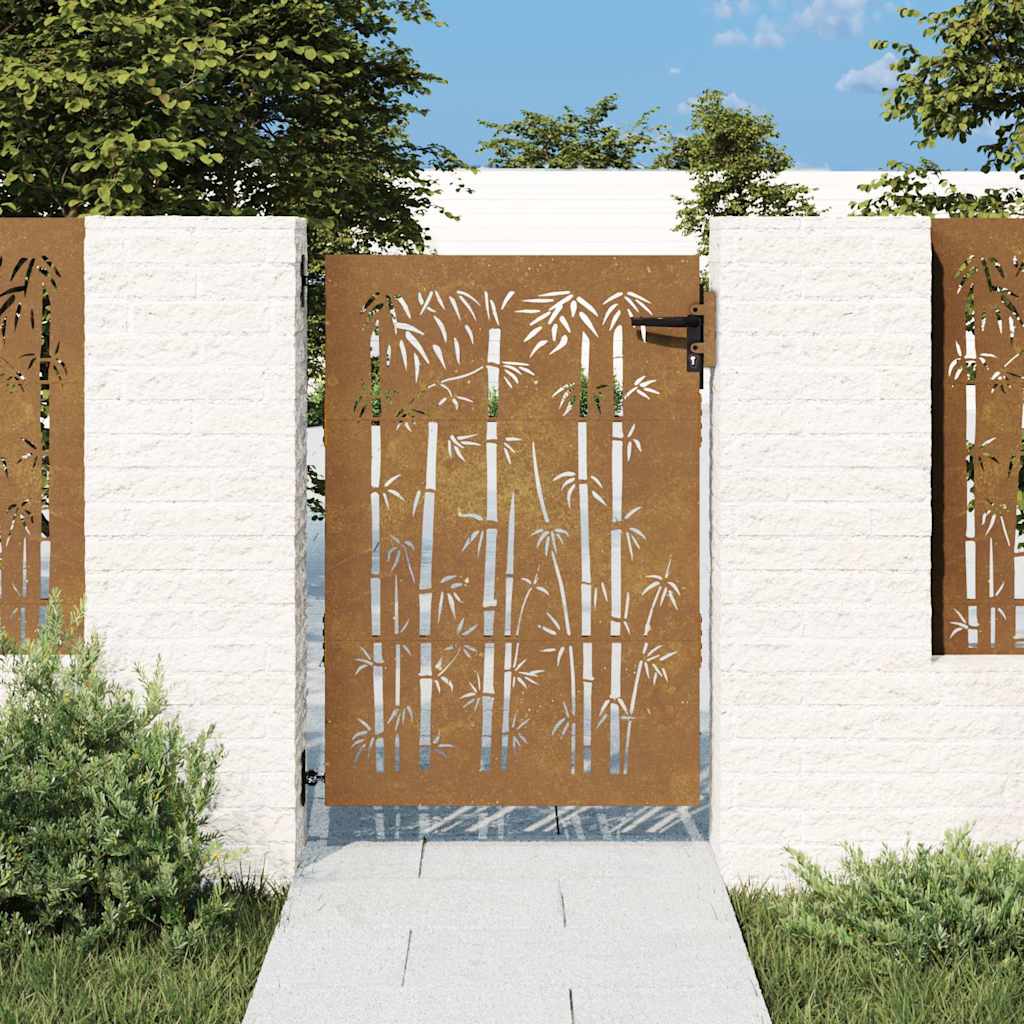 Vidaxl Poort 85x125 cm Design di bambù Cortenstaal