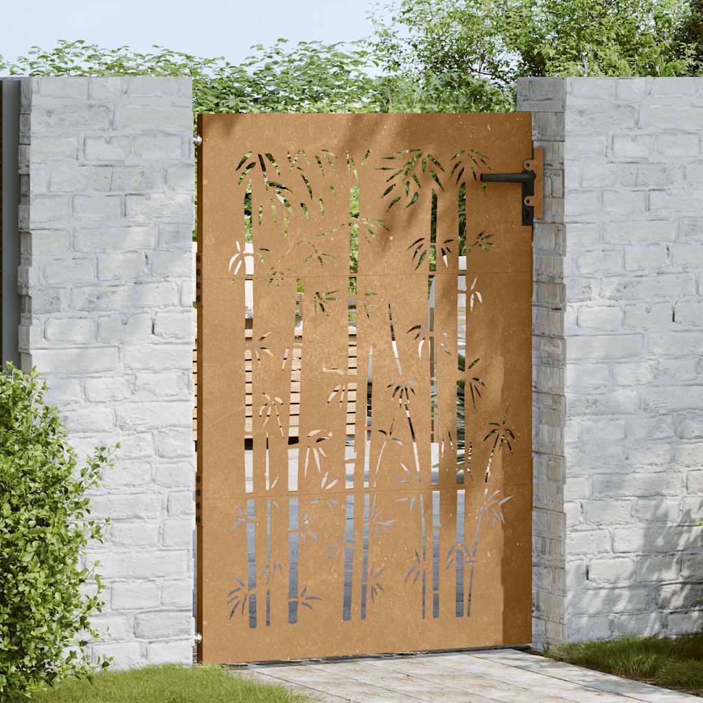 Vidaxl Poort 85x150 cm Design di bambù Cortenstaal