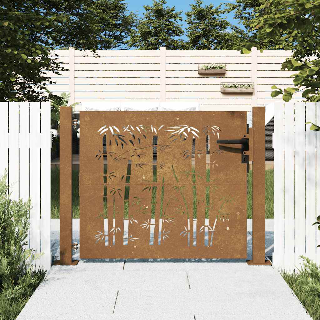 Porta Vidaxl 105x105 cm Design di bambù Cortenstaal