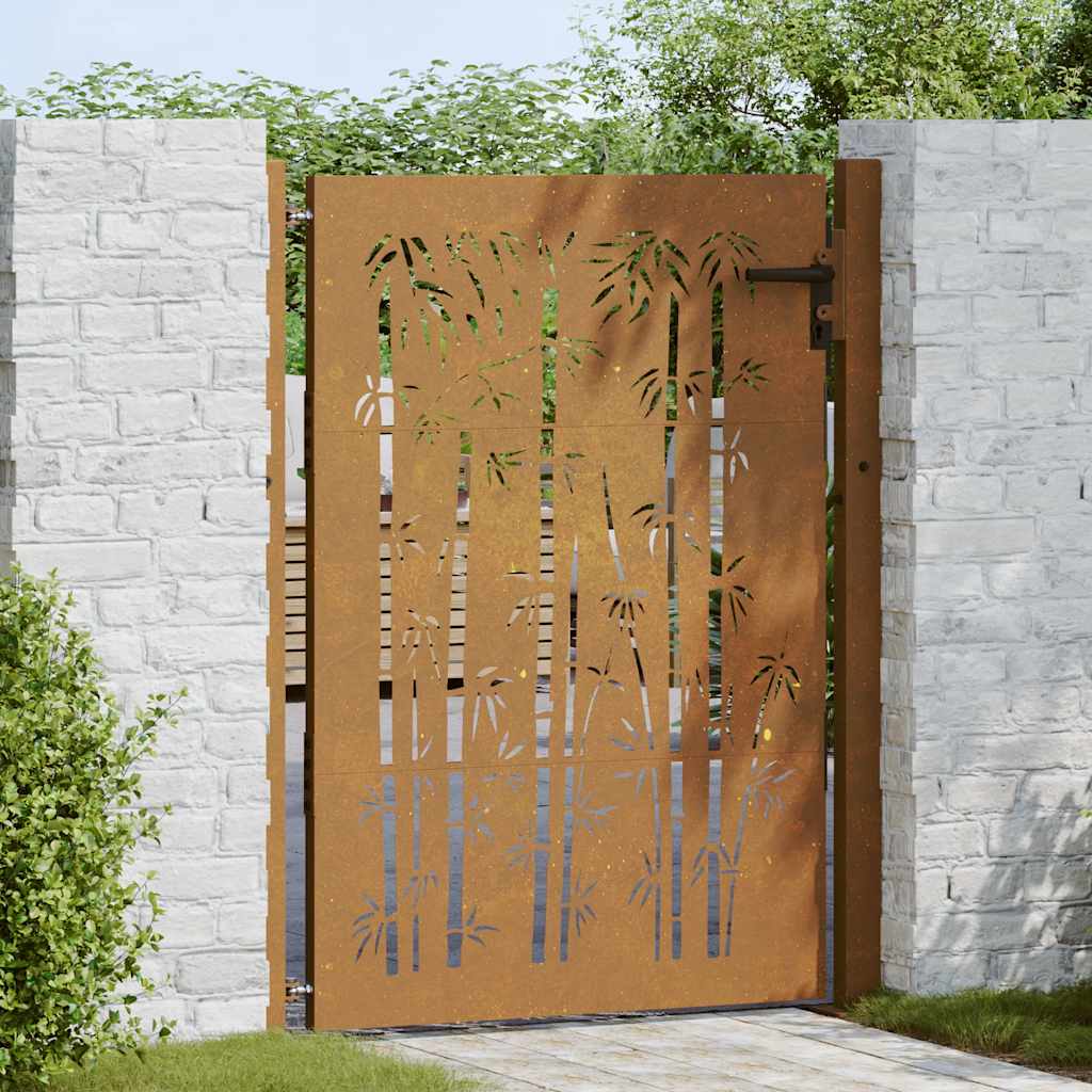 Vidaxl poort 100x150 cm bamboe-ontwerp cortenstaal