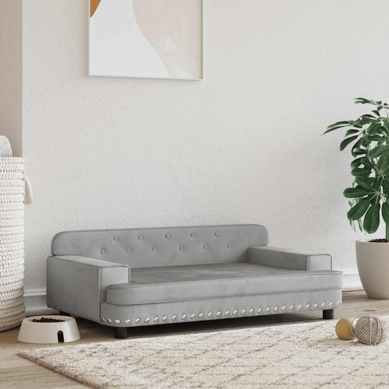 Vidaxl Canked Dog Basket 90x53x30 cm Grigio chiaro di velluto