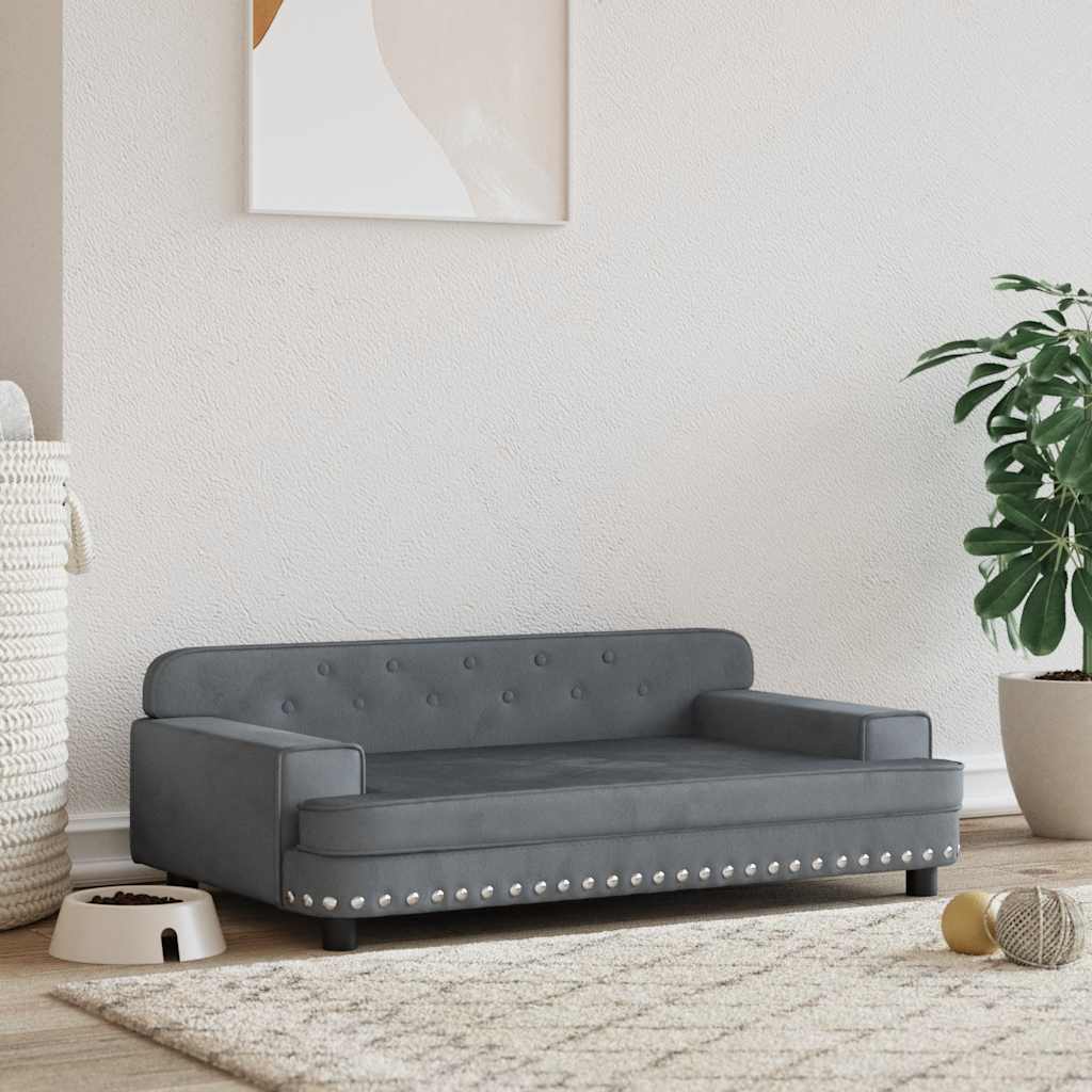 Canasta de perros de Vidaxl 90x53x30 cm terciopelo gris oscuro