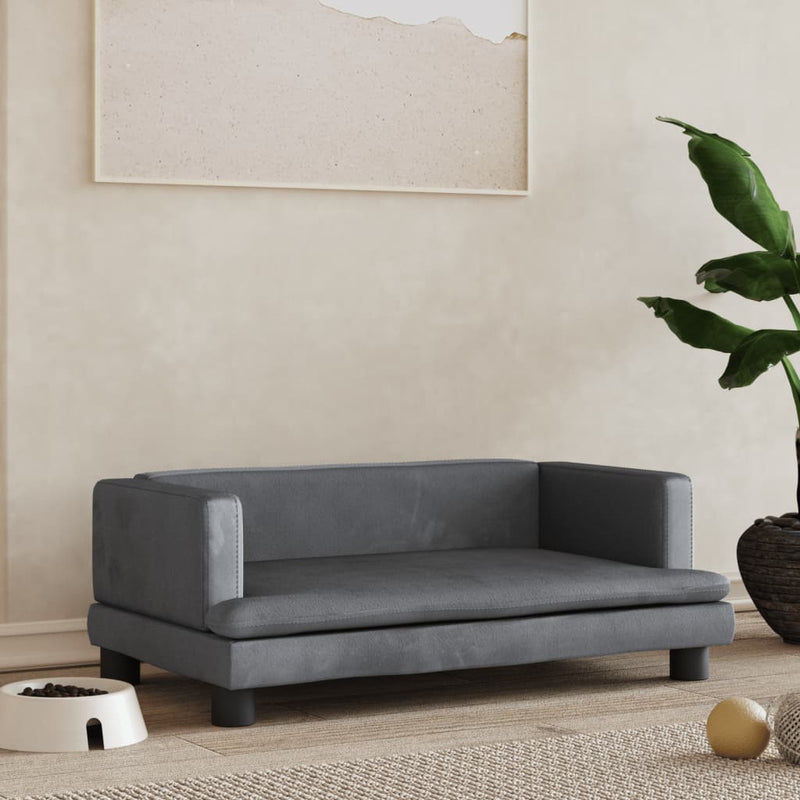 Cesta de perros de Vidaxl 80x45x30 cm Velvet gris oscuro