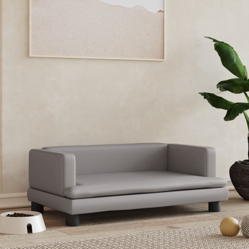 Cesta de perros de Vidaxl 80x45x30 cm de cuero artificial gris