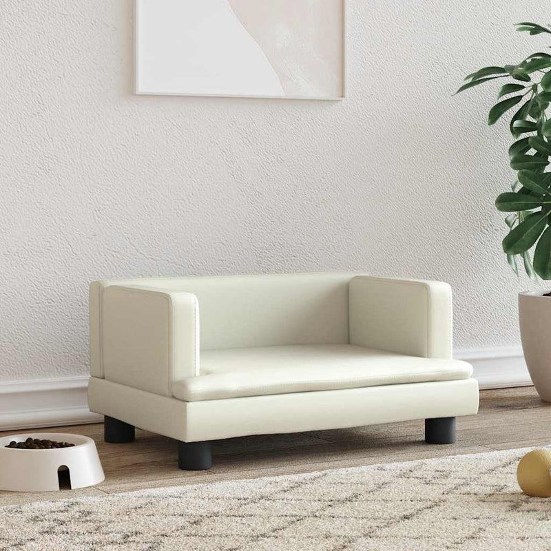 Vidaxl Dog Basket 60x40x30 cm Crema in pelle artificiale colorata