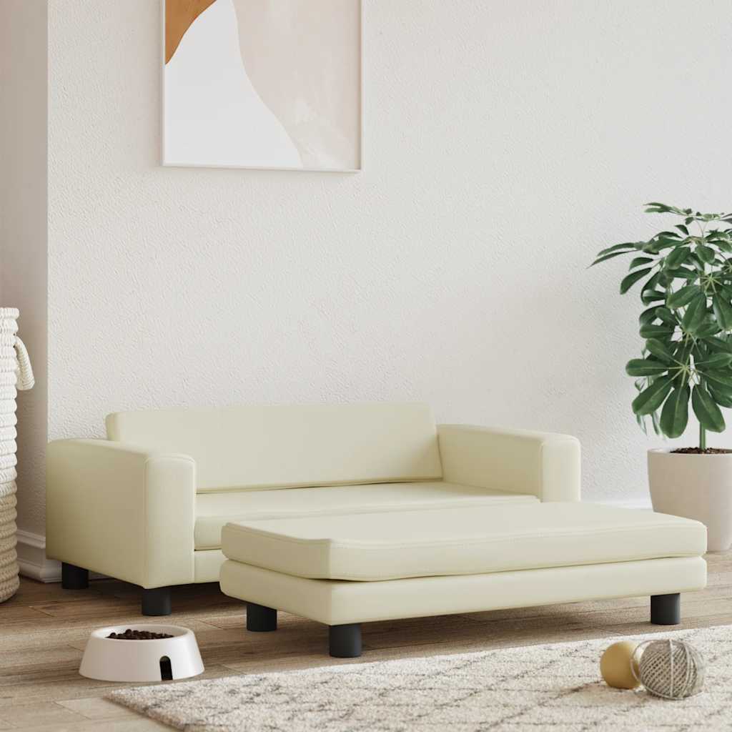 Vidaxl Dog Ceste con estensione 100x50x30 cm Crema in pelle artificiale