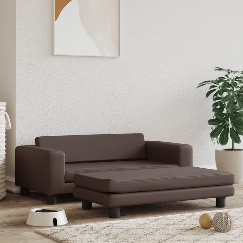 Vidaxl Canked Dog With Extension 100x50x30 cm in pelle artificiale marrone