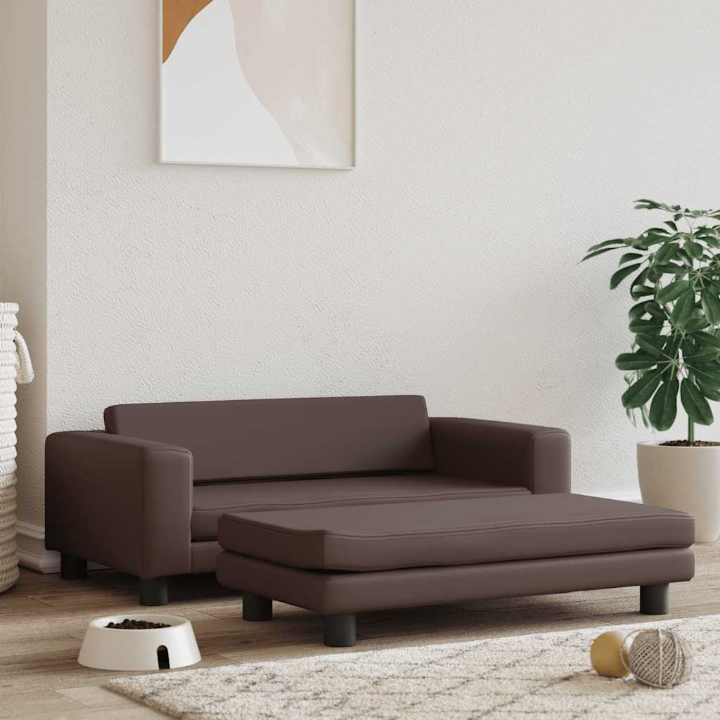 Vidaxl Canked Dog With Extension 100x50x30 cm in pelle artificiale marrone