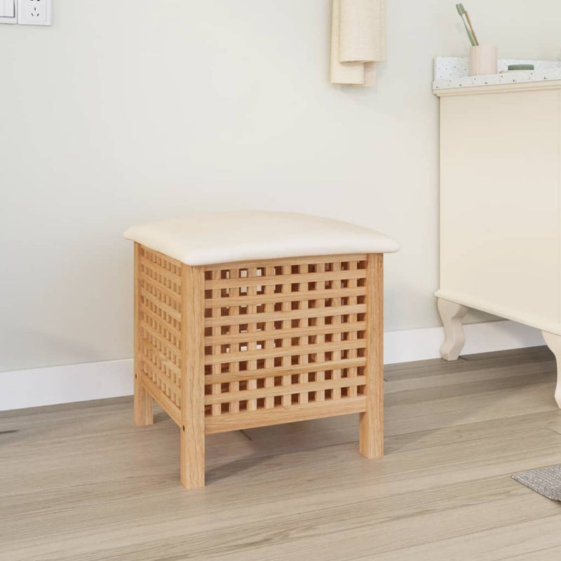 Taburete de baño Vidaxl 48x47.5x52 cm de madera de nogal sólida