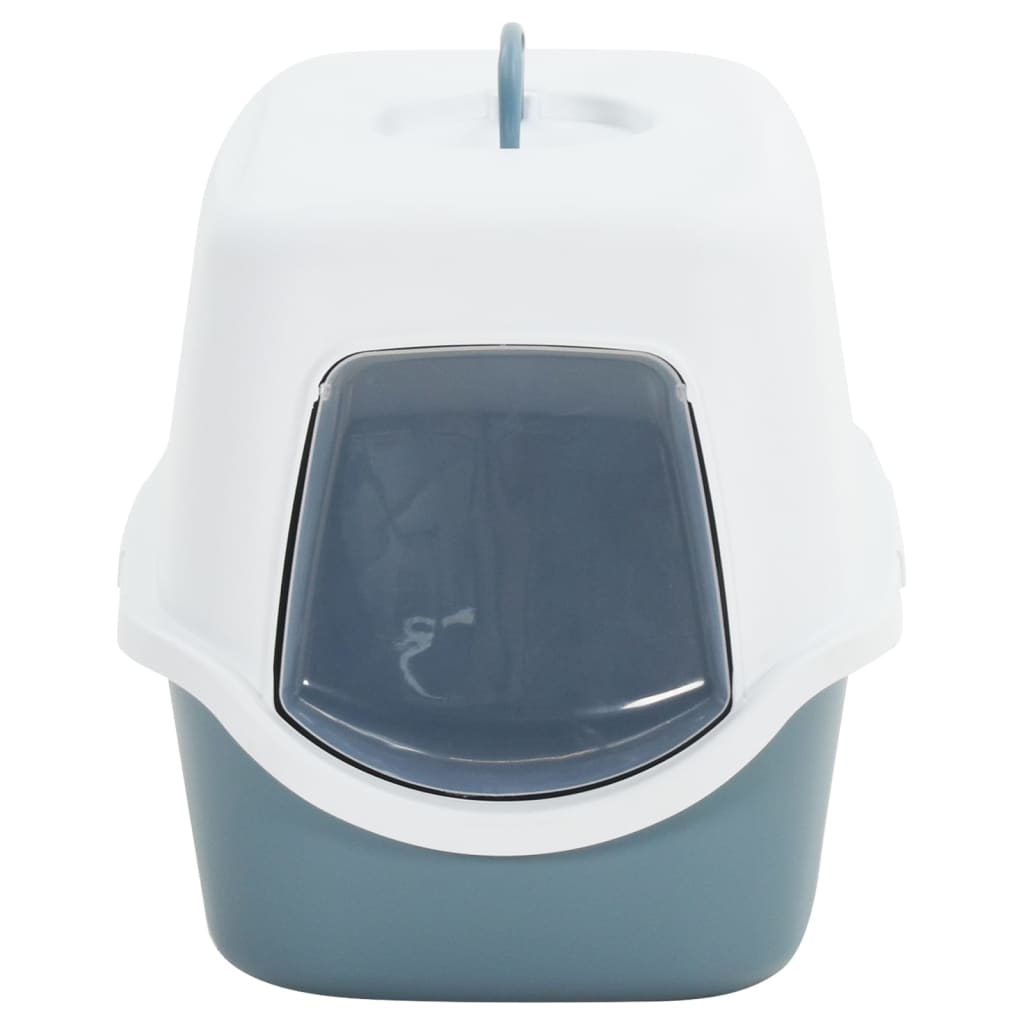 Caja de arena Vidaxl con tapa 56x40x40 cm polipropeno blanco y azul