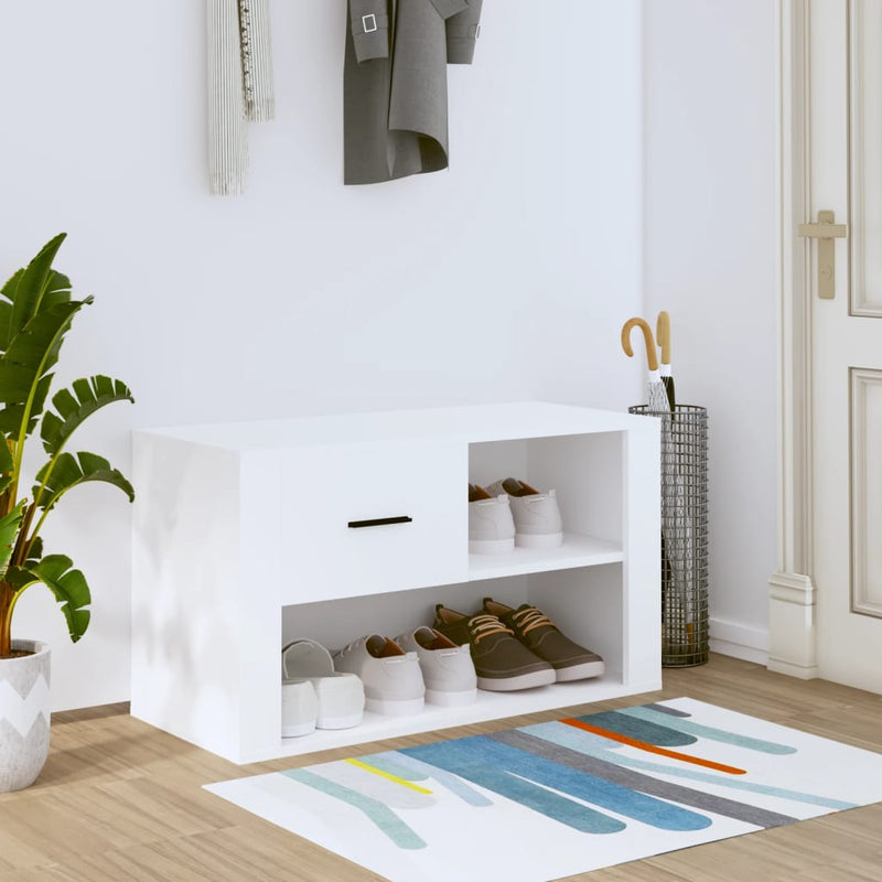 Gabinete de zapatos Vidaxl 80x35x45 cm de madera propiedad blanca