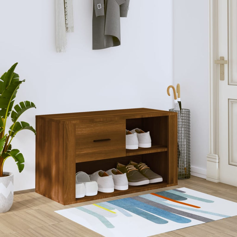 Vidaxl Cabinet da scarpe 80x35x45 cm Colore in rovere marrone in legno