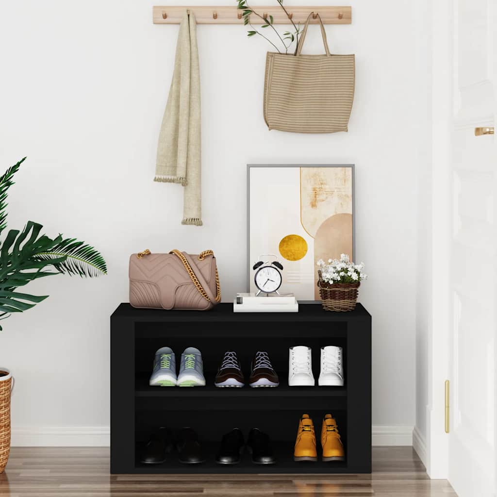 Vidaxl Shoe Rack 75x35x45 cm de madera procesada negra
