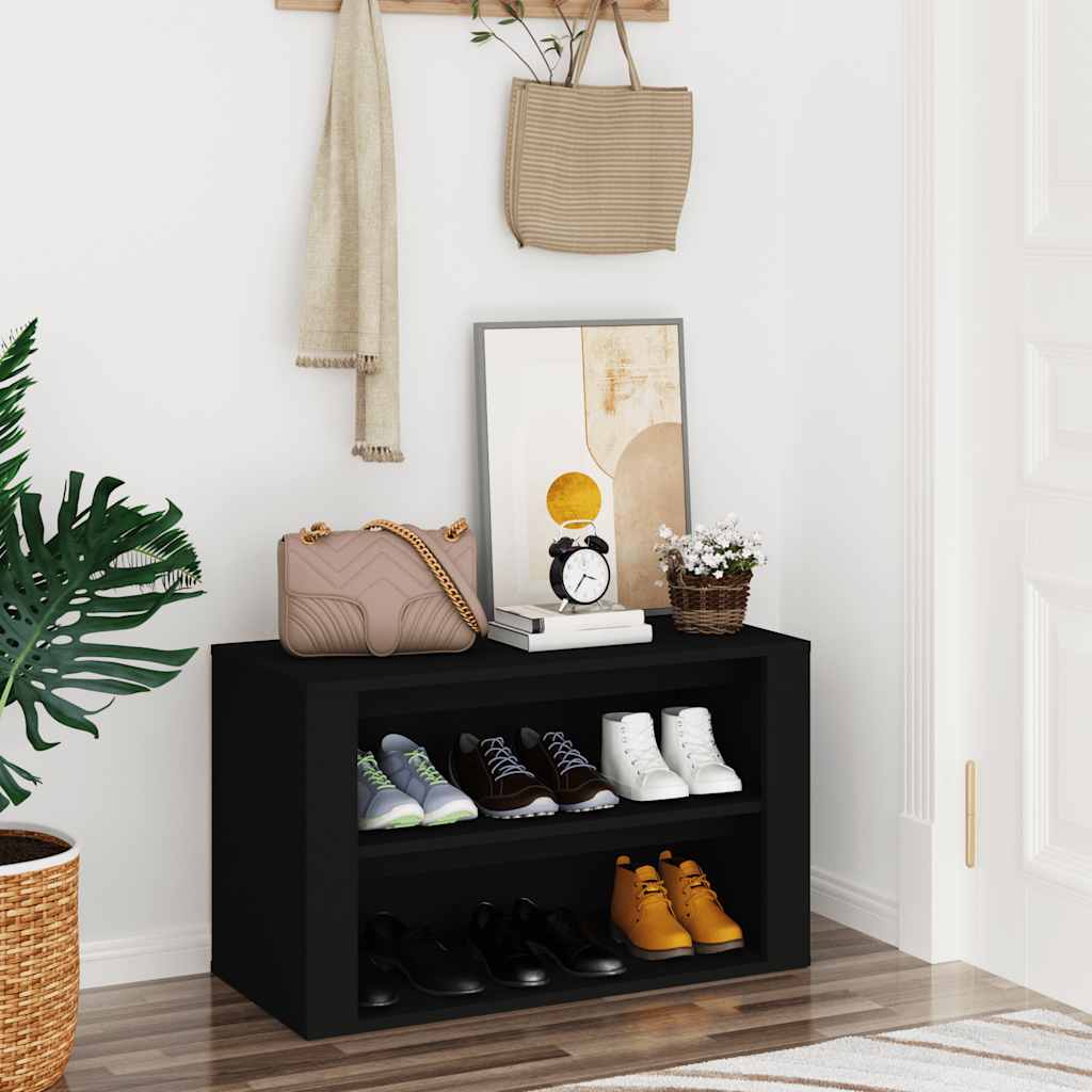 Vidaxl Shoe Rack 75x35x45 cm de madera procesada negra