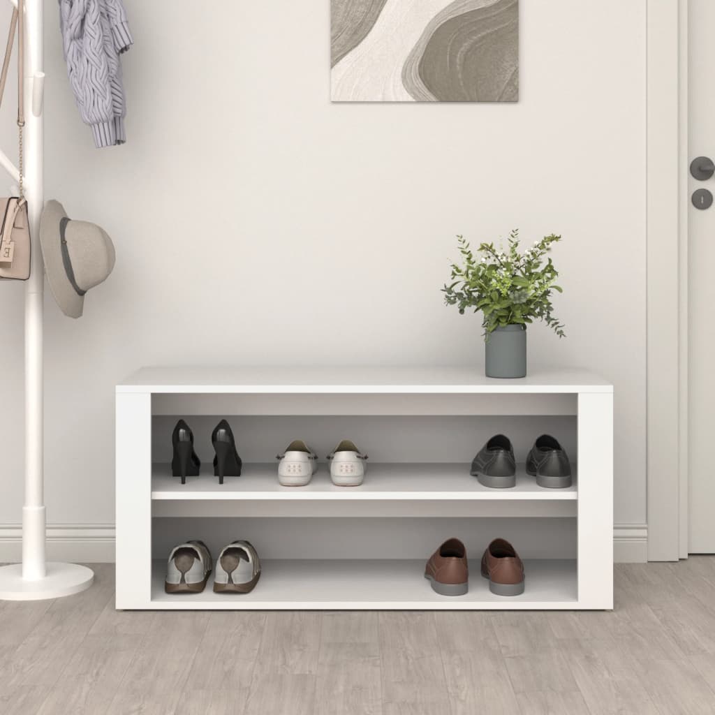 Vidaxl Shoe Rack 100x35x45 cm de madera procesada blanca