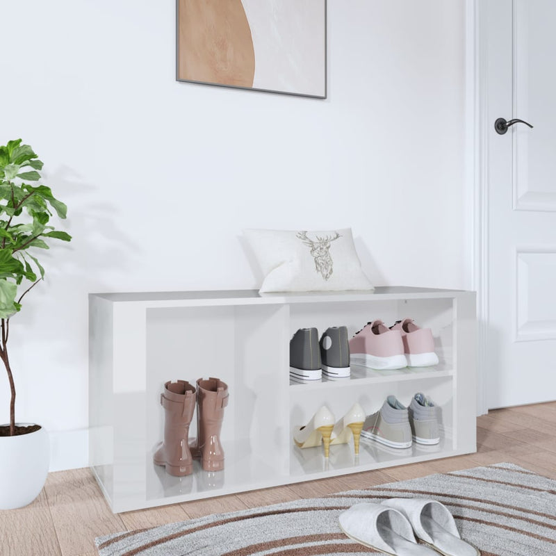 Vidaxl Cabinet da scarpe 100x35x45 cm Properpata in legno Bianco lucido