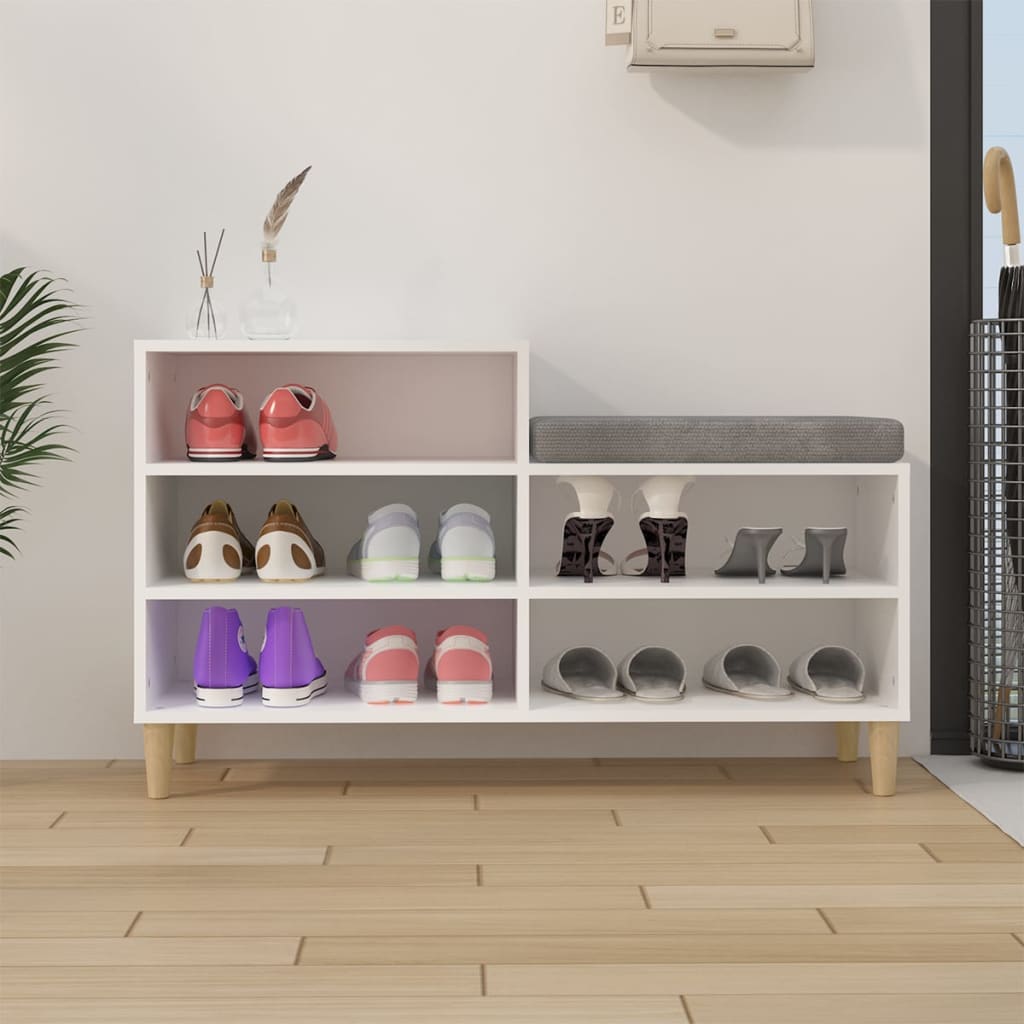 Gabinete de zapatos Vidaxl 102x36x60 cm de madera propiedad de blanco