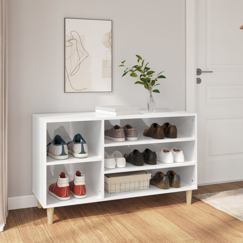 Gabinete de zapatos Vidaxl 102x36x60 cm de madera procesada de alto brillo blanco